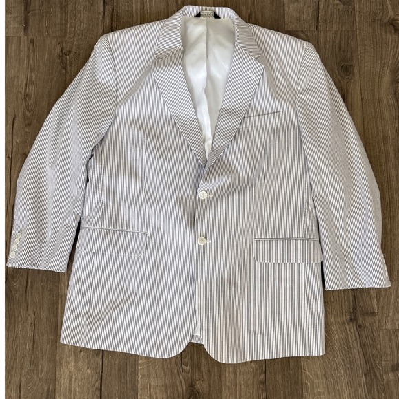 Jos A Bank Seersucker Stripe Blazer Jacket Mens Classic Fit‎ 100% Cotton